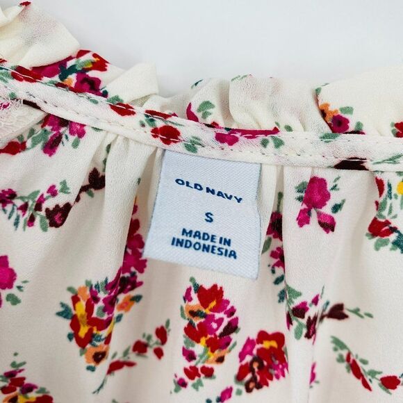 Old Navy Size Small Long Sleeve Tie Neck Cream & Pink Floral Paisley Midi Dress - Picture 6 of 10